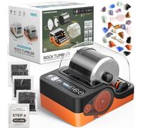 Máquina profesional de vaso de roca, kit de máquina pulidora de rocas con cubierta de reducción de ruido para niños, adultos y coleccionistas de rocas, motor de 3 velocidades y temporizador de 9 días