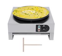 Máquina profesional para crepes (220 V, con distribuidor de madera, 3000 W, plancha para crepes de acero inoxidable, con placa de 40 cm, para tortitas, tortillas, restaurantes, bares de aperitivos)