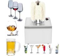 Máquina pulidora de copas de vino comercial, secadora automática con limpieza de 360° para uso comercial, incluye múltiples cepillos para un pulido eficiente