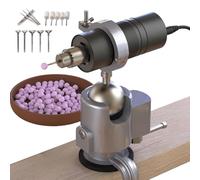 Máquina pulidora de cuentas para torno de madera, kit de herramientas de mini torno de mesa con 5 herramientas de redondeo, 6 pasadores de fijación, ajuste de velocidad continuo