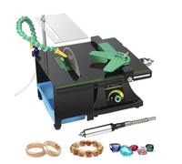 Máquina pulidora de joyas mejorada, torno de banco, pulidor de rocas, mini hogar multiusos ajustable for carpintería de Metal y as(White set)