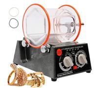 Máquina pulidora de joyas, mini pulidora giratoria con cubo de pulido, 5 velocidades ajustables, tiempo de 0 a 60 minutos para limpiar oro, plata, piedras, monedas