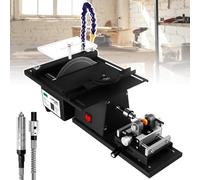 Máquina pulidora de piedras preciosas 5 en 1, para cortar, esmerilar, tallar, pulir y taladrar, pulidora de joyas, compatible con refrigeración por agua, sierra de mesa lapidaria de 850 W con eje fl