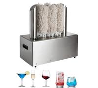 Máquina pulidora de vidrio, resistente de grado comercial, diseño de 5 cepillos, acero inoxidable, 330 tazas/hora, soplador de aire caliente para una limpieza eficiente del vidrio