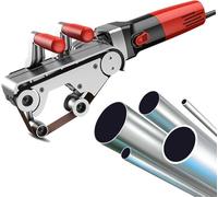 Máquina Pulidora Lijadora Tubos 1100W，6 Velocidades Variables Cabeza Doble Rueda，5 Cintas Lijadoras，Tubo Metal Plástico Desrustación Acabado(4Roller)