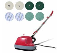 Máquina Pulidora Limpiadora, 5 en 1 Fregado Pule Encera Cepillos y Almohadillas Incluidos, 3,2 kg Ligera con Cabezales Contrarrotativos 400 rpm, ABS y Acero Inoxidable, para Suelos Duros Parquet Mármo