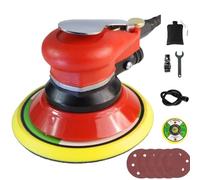 Máquina pulidora neumática, juego de máquina lijadora neumática con bolsa para el polvo, ergonómica universal adecuada, para el cuidado de la pintura del automóvil y eliminación de óxido RED 6in