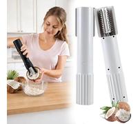 Máquina Ralladora De Coco Eléctrica, Rallador Portátil Mano, Trituradora Peladora, Cocina Giratorio Antisalpicaduras Automático Inalámbrico, Rodillo Eléctrico Acero Inoxidable(White)