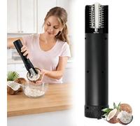 Máquina Ralladora De Coco Eléctrica, Rallador Portátil Mano, Trituradora Peladora, Cocina Giratorio Antisalpicaduras Automático Inalámbrico, Rodillo Eléctrico Acero Inoxidable(Black 1)
