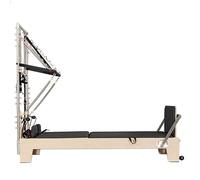Máquina reformadora de pilates con torre de cama elevada dos en uno, equipo de pilates para entrenamientos de gimnasio en casa, ejercicios de yoga de equilibrio de estiramiento (negro, madera de arce