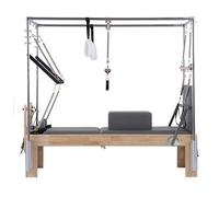 Máquina reformadora de pilates con torre de cama elevada dos en uno, equipo de pilates para entrenamientos de gimnasio en casa, ejercicios de yoga (gris, roble 3 en 1)