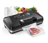 Máquina selladora al vacío de 95 kpa, sellador de alimentos completamente automático comercial, potente sistema de sellado con doble sellado térmico, cortador y almacenamiento de bolsas integrados, 1