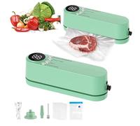 Máquina selladora al vacío para almacenamiento de alimentos, sellador de alimentos recargable inalámbrico para almacenamiento de alimentos secos y húmedos, 4 bolsas de refrigerios, 1 bolsa de green