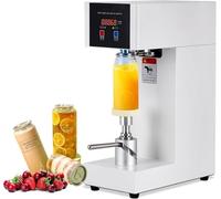 Máquina selladora automática de latas, Máquina selladora de vasos semiautomática, Máquina de costura con altura ajustable de 5,5" a 8,3", Para sellar botellas de plástico, vidrio y hojalata White