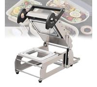 Máquina selladora de cajas para comida para llevar a presión manual, máquina semiautomática de envasado de alimentos para llevar, ancho del rollo de film 180 mm, para verduras, frutas, carne y pesca