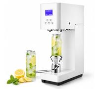 Máquina selladora de latas comercial, sellador de tazas ajustable para bebidas, sella latas en 4-6 segundos con contador LED, perfecta para cafeterías y barras de jugo
