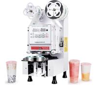 Máquina selladora de tazas, sellador automático de tazas para té de burbujas, té con leche y café, 450-550 tazas/h, control digital con panel LCD, 90/95 mm