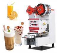 Máquina selladora de tazas totalmente automática de 480 W, sellador eléctrico comercial de tazas de té con burbujas para vasos de plástico y papel de 90/95 mm, 400-600 tazas/hora, color negro