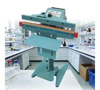 Máquina selladora térmica, pedal de pie, tiempo de calentamiento ajustable, ancho de sellado de 8 mm, calefacción de doble cara, ideal para varios envases de película de plástico