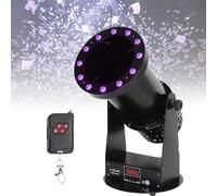 Máquina sopladora de confeti, máquina lanzadora de confeti LED profesional, con control de largo alcance, 12 x 3 W RGB 3 n, para fiestas de DJ, discotecas, bodas, escenarios