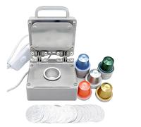 Máquina taponadora de café, máquina de sellado de papel de aluminio de 50 mm con 100 carcasas y láminas para uso comercial