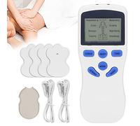 Máquina TENS para aliviar el dolor, máquina digital decenas y ems, dispositivo portátil de masaje muscular, almohadillas de 4 electrodos, 8 modos con función de sincronización automática(EU)