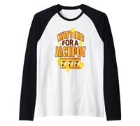 Máquina tragamonedas Esperando un Premio Mayor 777 Gambler Gift Camiseta Manga Raglan