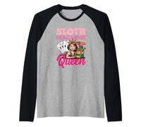 Máquina tragamonedas Queen Casino Gambling Poker Jugador Vegas Camiseta Manga Raglan