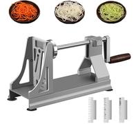 Máquina trituradora de patatas con 3 cuchillas, cortador manual de patatas, dispositivo de bloqueo antideslizante, mango de rodillo para triturar patatas, zanahorias, pepinos