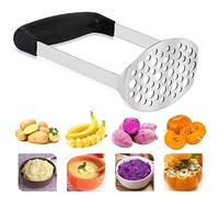 Máquina trituradora de patatas de acero inoxidable con mango ancho y ergonómico horizontal para puré de papas, verduras y frutas (12 × 7 × 17 cm)