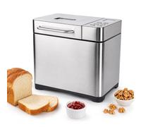Máquinas para hacer pan, capacidad de 1000 g, 19 programas | Panificadora de acero inoxidable, hornea pan y hace masa, mermelada o yogur, dispensador automático de nueces y frutas