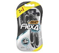 BIC Maquinilla de afeitar desechable Flex4 para hombre – 4 hojas, blíster 3+1
