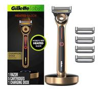 Maquinilla de afeitar térmica GilletteLabs Gold Edition - 1 mango, 5 recambios de cuchillas, 1 base de carga