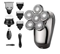 Maquinillas de afeitar eléctricas 5 en 1 para hombre, afeitadoras rotativas 6D para cabeza y cara, húmedo y seco, impermeable, kit de aseo con cortadora de pelo, cortadora de barba, recortadora de