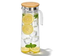 Maqulae Botella de Jugo Transparente Acrílica de 1,2 L, Jarra de té Helado, Jarra de Agua Fría y Caliente, con Tapa para Jugo de Leche, té Helado, Limonada, Recipiente para (cubrir)