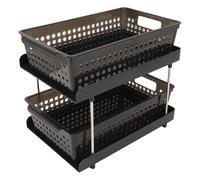Maqulae Organizador de 2 Niveles, Cestas de Almacenamiento Multiusos con Cestas de Plástico Extraíbles para Organización de Escritorio, Mostrador de Tocador de Baño
