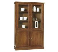 Mar.c.a. Design, Alacena de Cocina, Vitrina Salon de Madera, Nogal - Libreria Estanteria para Varios Ambientes y Usos - Mueble Salón y Mueble Cocina de Estilo Clásico, 120x41x187H - Made in Italy