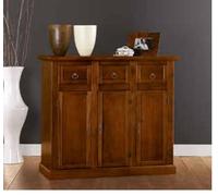 Mar.c.a. Design - Aparador Arte Povera de 3 puertas y 3 cajones en madera de nogal oscuro 100x40x88 cm - Aparador de madera fabricado en Italia