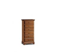 Mar.c.a. Design - Cómoda Clásica de Madera de Álamo Color Nogal Oscuro, Estilo Arte Povera, Mueble Ahorrador de Espacio con 6 Cajones - Dimensiones: 50x35x105h.