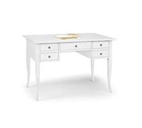 Mar.c.a. Design - Escritorio Arte Povera de madera 130 x 65 x 78 cm 5 cajones - Escritorio vintage con patas en forma de sable Made in Italy