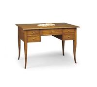 Mar.c.a. Design - Escritorio clásico con 5 cajones de madera de álamo, nogal oscuro, elegante y shabby chic, mueble Arte Povera Made in Italy - Medidas 107 x 55 x 81 (al.)