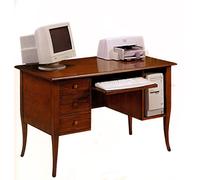 Mar.c.a. Design, Mesa Escritorio, Escritorio de Madera, Nogal Oscuro - Escritorio con Cajones y Estante Deslizante - Escritorio Ordenador, Mesa Oficina 130x75x81H, Mesa Ordenador Clásica Made in Italy