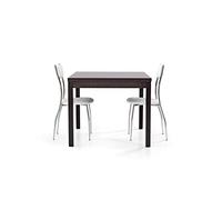 Mar.c.a. Design - Mesa extensible cuadrada para comedor, cocina o salón, apertura a libro, color marrón wengué (90 x 90 cm cerrado, 180 x 90 cm abierto), Made in Italy