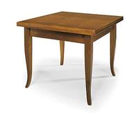 Mar.c.a. Design - Mesa tipo libro extensible hasta 180 cm | Patas de sable, madera de álamo, nogal oscuro, apertura en libro - Mesa Arte Povera Made in Italy, medidas 90 x 90 cerrada y 180 x 90