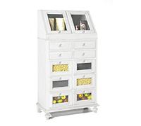 Mar.c.a. Design - Mueble despensa de cocina de madera barnizada blanco mate elegante, armario dispensador, mueble alto con cajonera, Arte Povera Made in Italy - Medidas 80 x 42 x 153 (h) cm