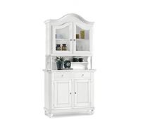 Mar.c.a. Design - Vitrina Arte Povera de madera 104 x 43 x 219 cm - 2 puertas de cristal 2 puertas 2 cajones con patas redondas y sombrero Gendarme - Made in Italy
