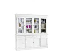 Mar.c.a. Design - Vitrina Arte Povera de madera 205 x 42 x 205 cm - 4 puertas de cristal 4 puertas 4 cajones con base plana Made in Italy