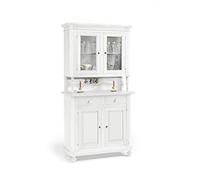 Mar.c.a. Design - Vitrina clásica Shabby Chic Country Napolitana, blanco mate, cristalera de madera de álamo, con 4 puertas y 2 cajones, Arte Povera Made in Italy, 104 x 43 x 210 cm