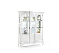 Mar.c.a. Design - Vitrina de salón elegante de madera de álamo blanco mate con 2 puertas - Mueble salón Arte Povera Made in Italy - Medidas 163x46x208h