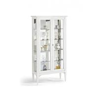 Mar.c.a. Design, Vitrina Salon, Vitrina Exposidora de Madera, Blanca - Mueble Salon y Mueble Cocina con Estantes de Vidrio Multiuso - Aparador Blanco Elegante 89x34x170, Estilo Clásico - Made in Italy